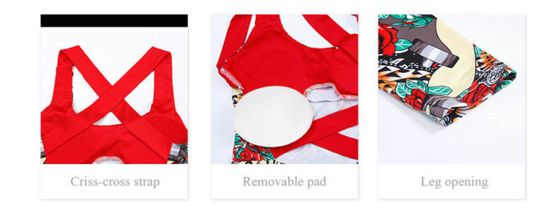 Trendy Backless Print Padded Sporty Women Jumpsuit