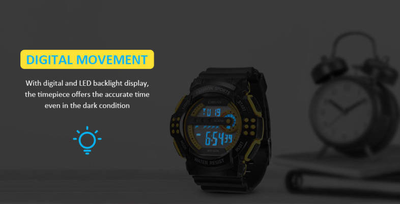 DIRAY 319G Children Digital Watch Alarm Chronograph Kid LED Wristwatch
