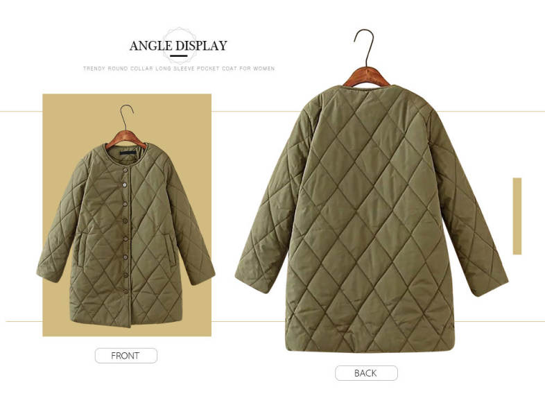 Trendy Round Collar Long Sleeve Pocket Button Women Coat