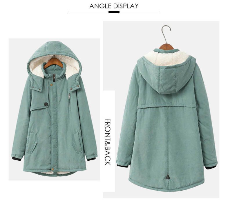 Trendy Hooded Long Sleeve Fleece Pocket Parka Women Coat