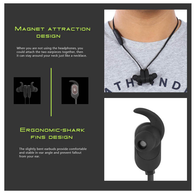 BOROFONE BE2 Magnet Attraction Stereo Bluetooth 4.0 Sports Earphones