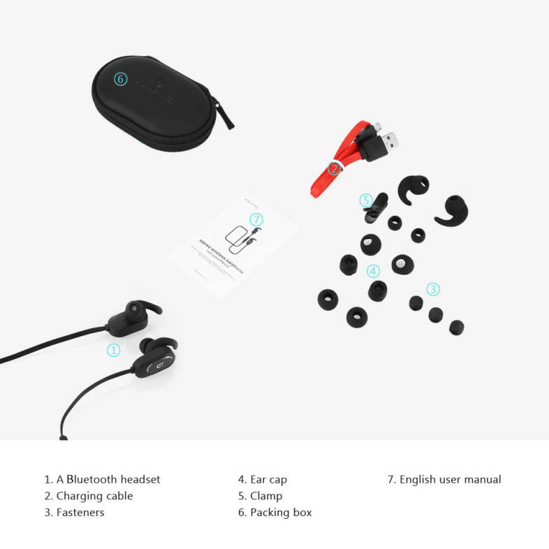 BOROFONE BE2 Magnet Attraction Stereo Bluetooth 4.0 Sports Earphones