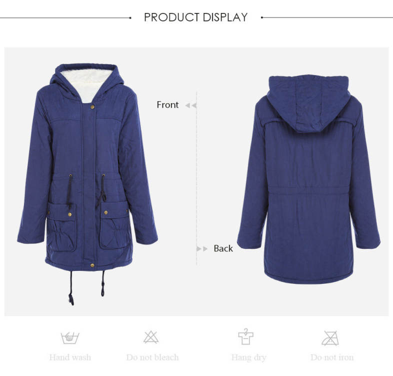 Trendy Hooded Collar Long Sleeve Pocket Fleece Parka Women Winter Coat
