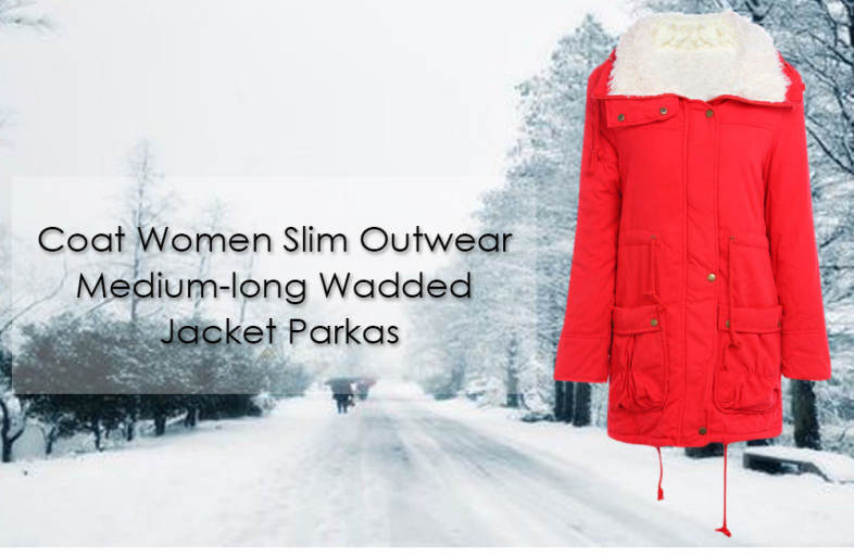 Pockets Coat Women Slim Outwear Medium-long Wadded Jacket Parkas