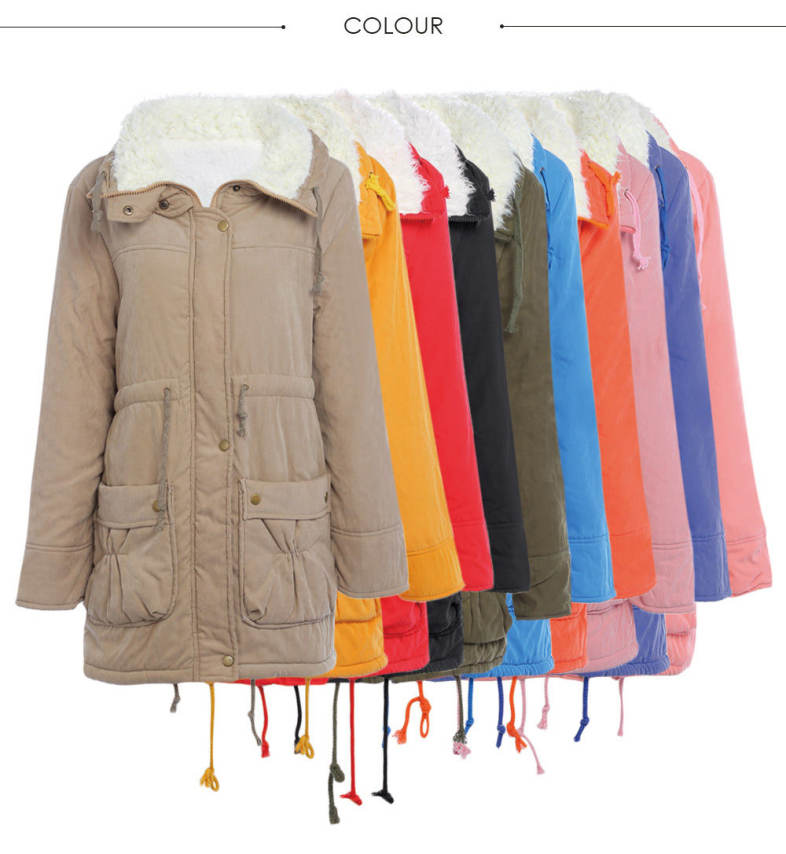 Pockets Coat Women Slim Outwear Medium-long Wadded Jacket Parkas