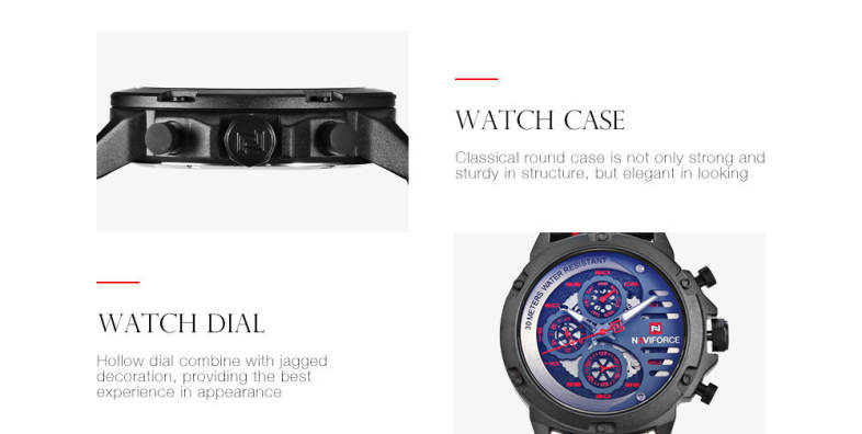 NAVIFORCE 9110 Male Quartz Watch 24-hour Date Day Display Men Wristwatch