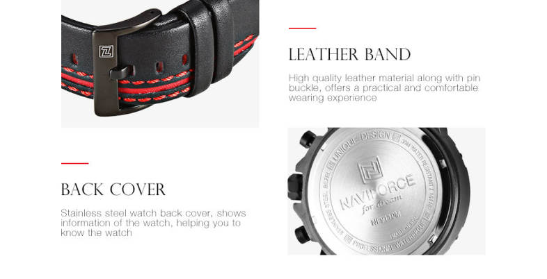 NAVIFORCE 9110 Male Quartz Watch 24-hour Date Day Display Men Wristwatch