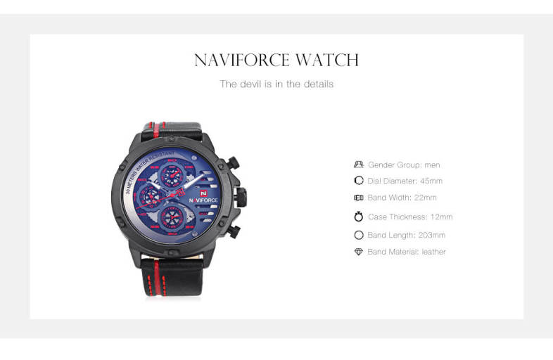 NAVIFORCE 9110 Male Quartz Watch 24-hour Date Day Display Men Wristwatch