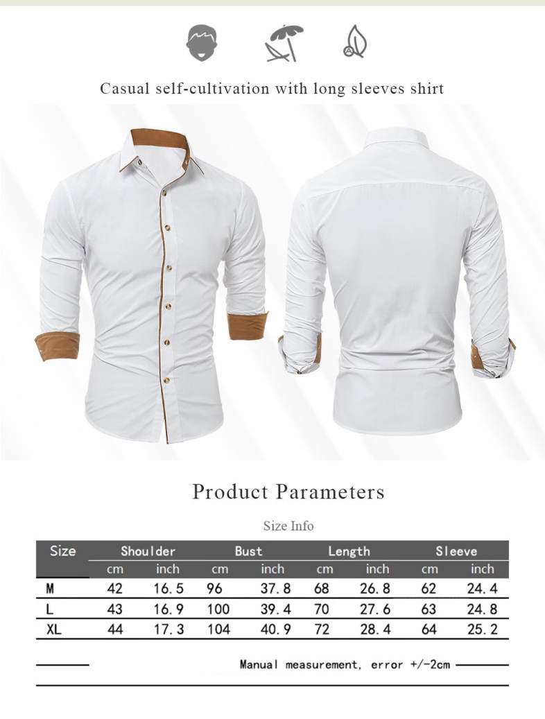 Turndown Collar Color Block Edging Shirt