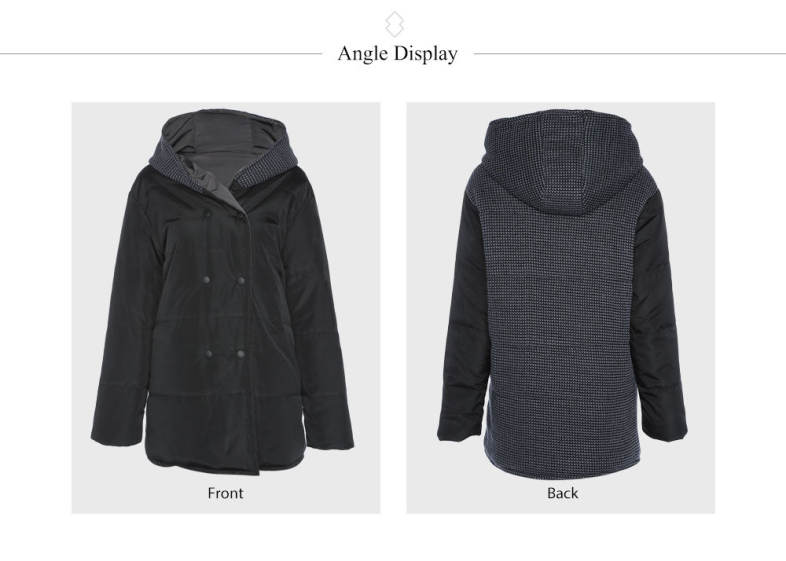 Trendy Hooded Long Sleeve Spliced Pocket Women Coat