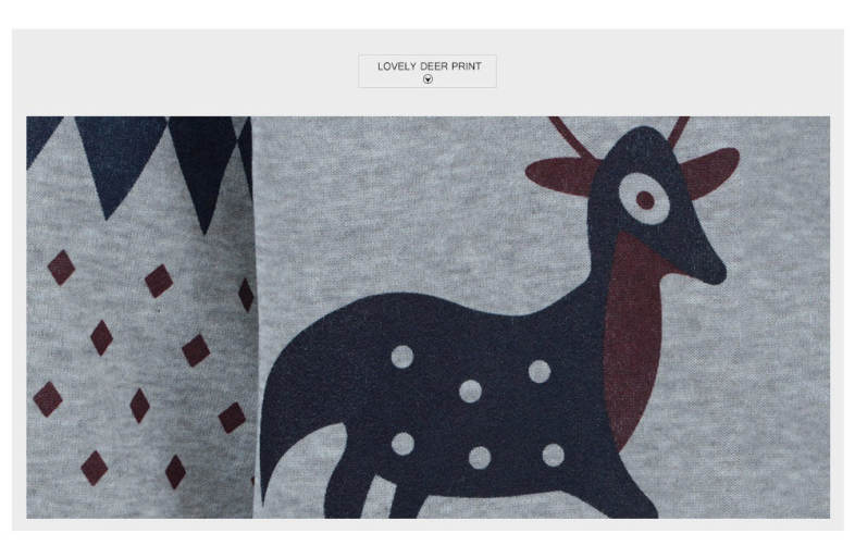Female Autumn Sports Set Deer Print Round Neck Sweatshirt Casual Fleeced Long Pants