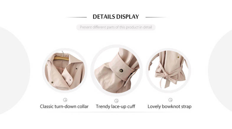 Female Loose Lace-up Cuff Strap Waisted Turn-down Collar Leather Coat