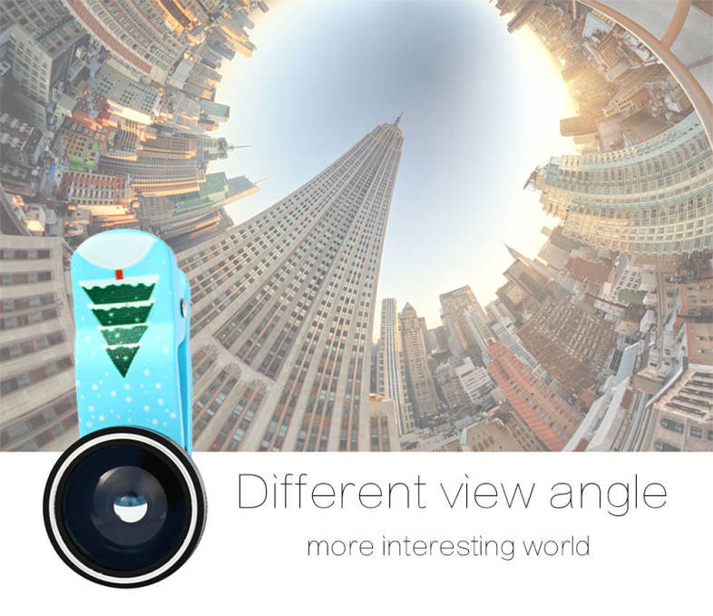 FUNIPICA Xmas Tree Mobile Phone 3 in 1 180 Degree Fisheye Macro 0.65X Wide Angle Clip-on Lens
