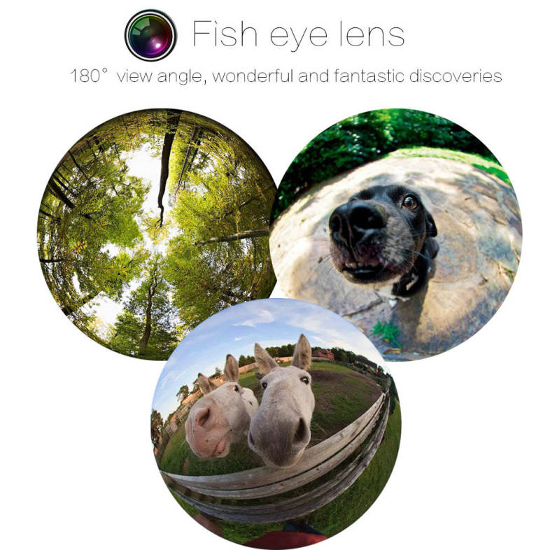FUNIPICA Xmas Tree Mobile Phone 3 in 1 180 Degree Fisheye Macro 0.65X Wide Angle Clip-on Lens