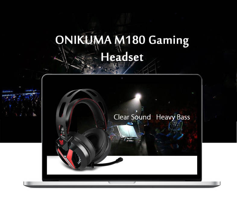 ONIKUMA M180 Stereo Gaming Headset 2.0m Cable LED Light Bass Over-ear Headphones with Mic for Computer Game