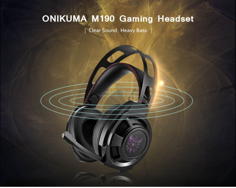 ONIKUMA M190 Stereo Gaming Headset 2.0m Cable LED Light Bass Over-ear Headphones with Mic for Computer Game