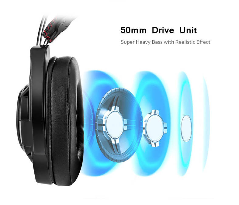 ONIKUMA M190 Stereo Gaming Headset 2.0m Cable LED Light Bass Over-ear Headphones with Mic for Computer Game