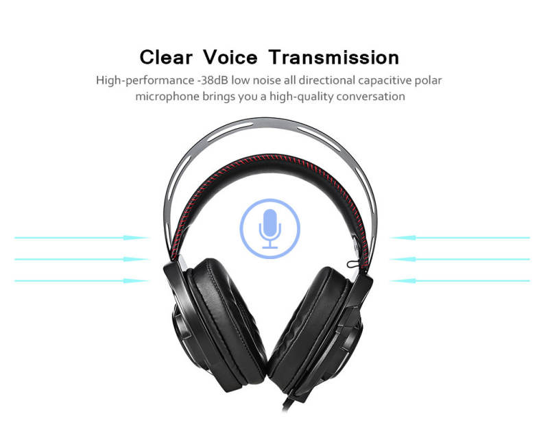 ONIKUMA M190 Stereo Gaming Headset 2.0m Cable LED Light Bass Over-ear Headphones with Mic for Computer Game