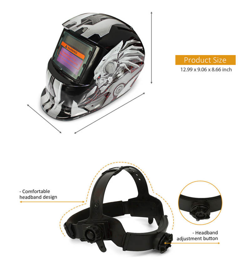 Solar Energy Automatic Changeable Light Electric Welding Protective Helmet with Hero Character Pattern