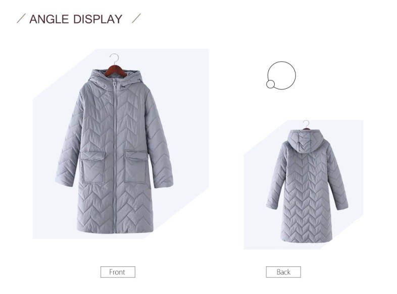 Trendy Hooded Long Sleeve Zipper Pocket Women Winter Coat