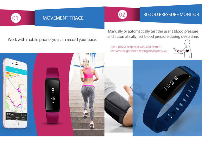 V07 Heart Rate Blood Pressure Smart Wristband USB Charging Plug Sleep Monitor Bracelet