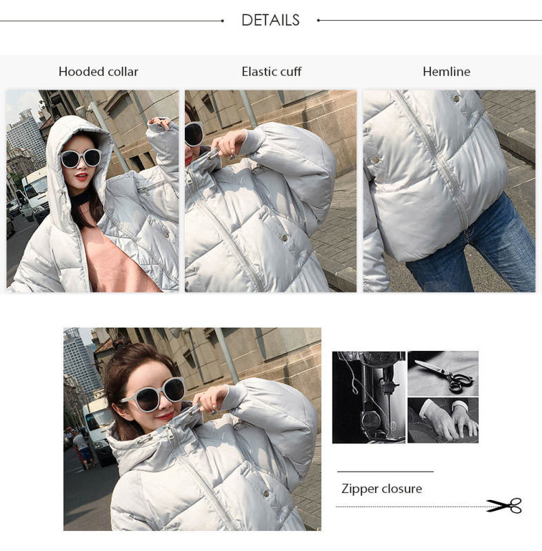 Trendy Hooded Long Sleeve Zipper Padded Jacket Women Winter Coat