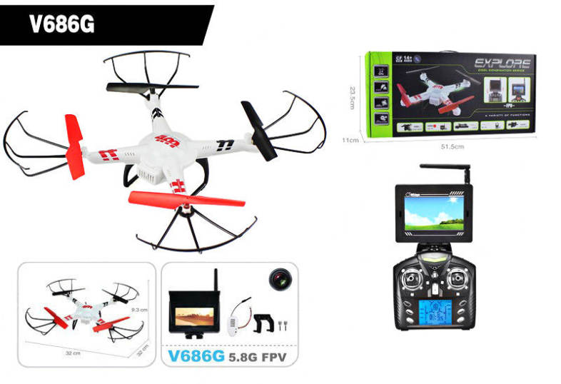 WLtoys V686G 5.8G FPV 2.4GHz 4CH Auto - Pathfinder RC Quadcopter with 2.0MP Camera