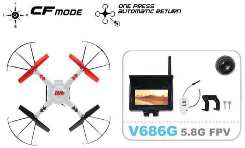 WLtoys V686G 5.8G FPV 2.4GHz 4CH Auto - Pathfinder RC Quadcopter with 2.0MP Camera