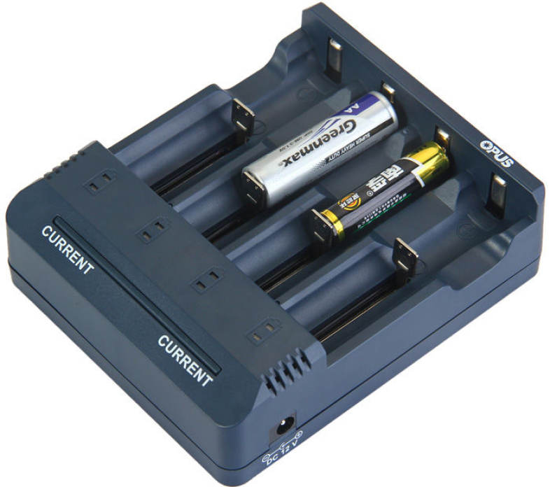 Opus BT - C1000 Digital 4 Slots LCD Charger Compatible with Li-ion NiCd NiMh Batteries - EU Plug