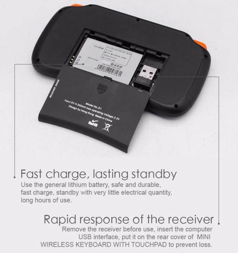 Viboton S1 English Russian 3-in-1 2.4GHz Wireless Keyboard   Air Mouse   Remote Control with Touchpad for Windows Linux