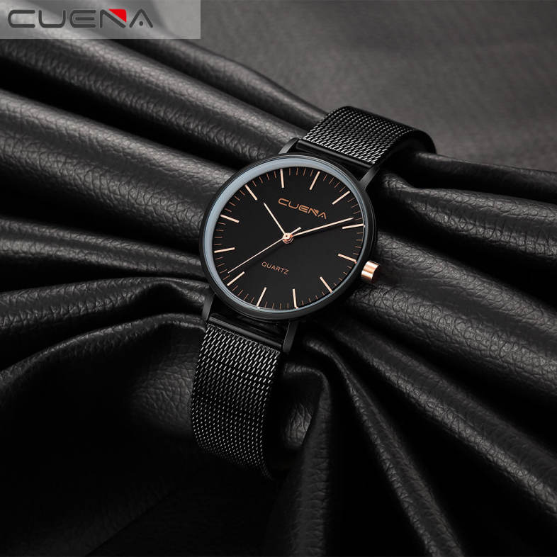 CUENA 6645G Women Casual Quartz Watch Stainless Steel Band Wristwatch