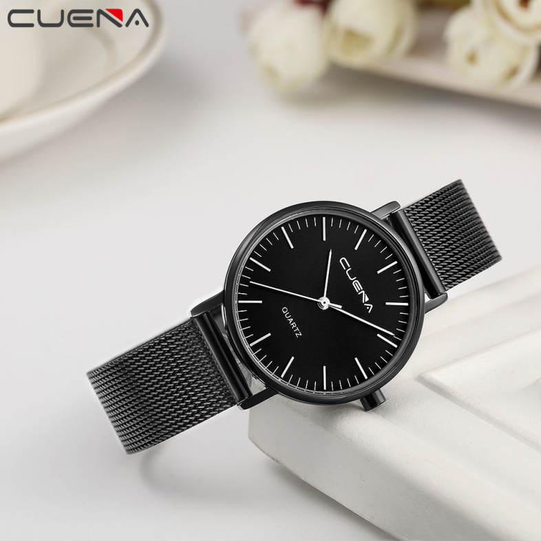 CUENA 6645G Women Casual Quartz Watch Stainless Steel Band Wristwatch