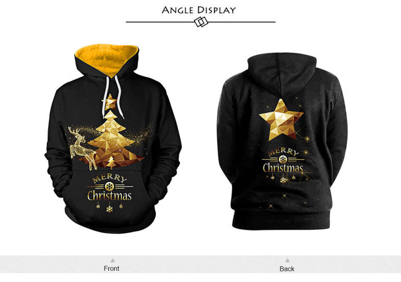 Trendy Hooded Long Sleeve Merry Christmas Print Women Hoodie