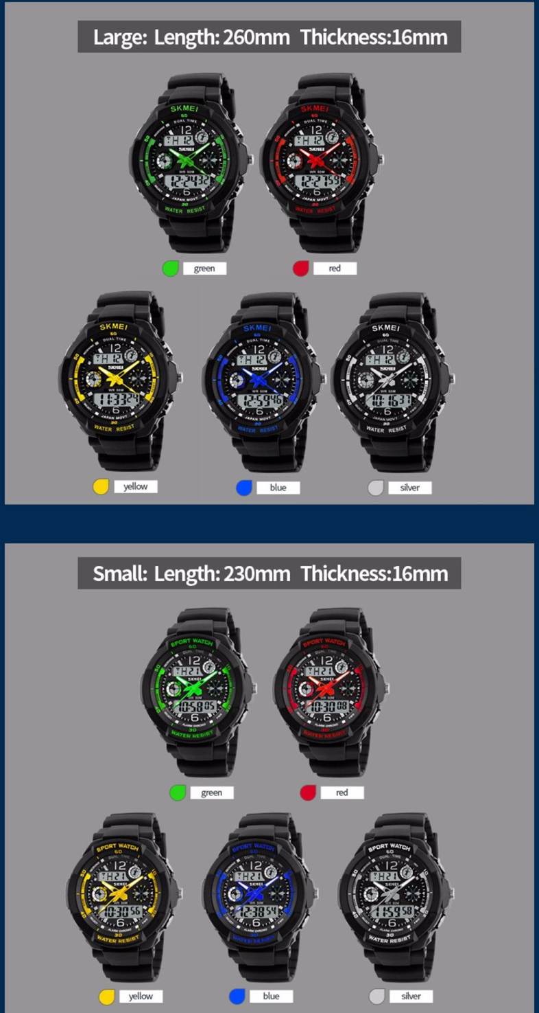 Skmei 0931 Green LED Military Watch with 2 Time Zone Chronograph Double Movts and Round Dial