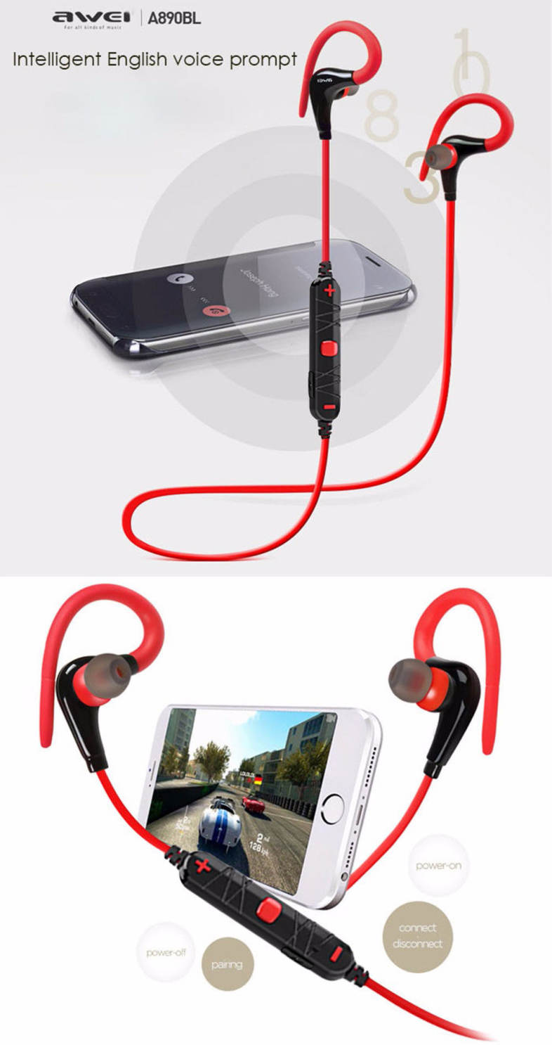 Awei A890BL Wireless Sports Bluetooth 4.0 Earphone with Handsfree Function