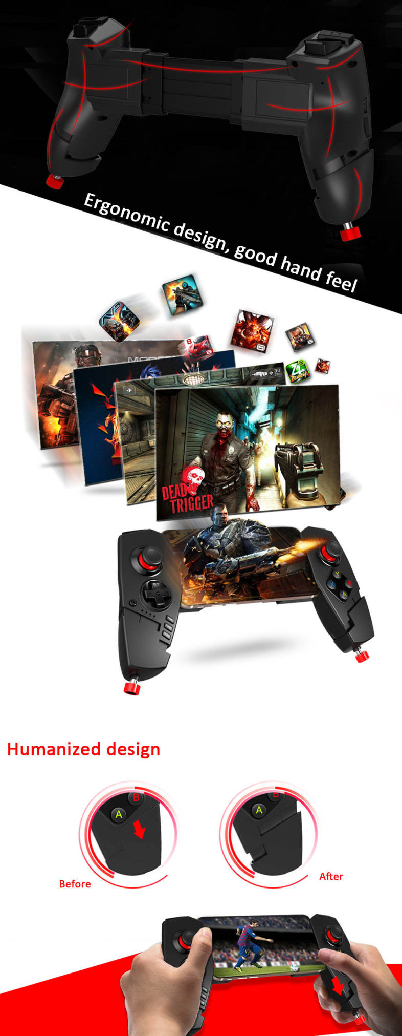 IPEGA PG - 9055 Telescopic Wireless Bluetooth 3.0 Game Controller Gamepad