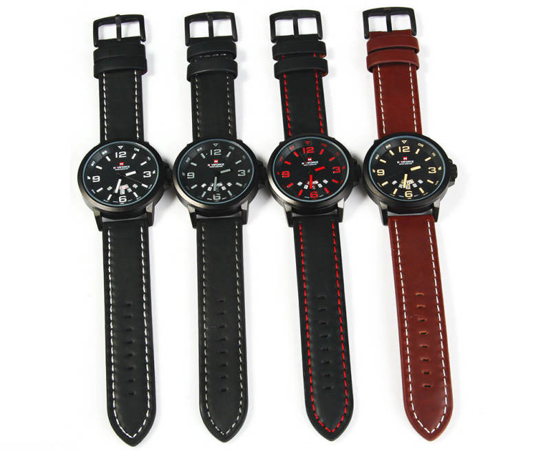 NAVIFORCE NF9028 Men Quartz Watch Analog Wristwatch Date Watches PU Strap