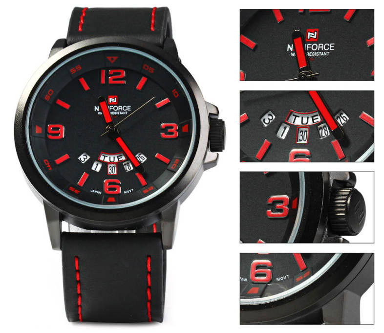 NAVIFORCE NF9028 Men Quartz Watch Analog Wristwatch Date Watches PU Strap