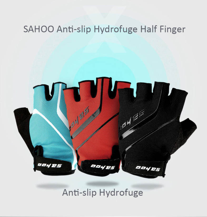 2PCS SAHOO Anti-slip Hydrofuge Half Finger Bike Cycling Gloves Summer Racing Mountain Bicycle