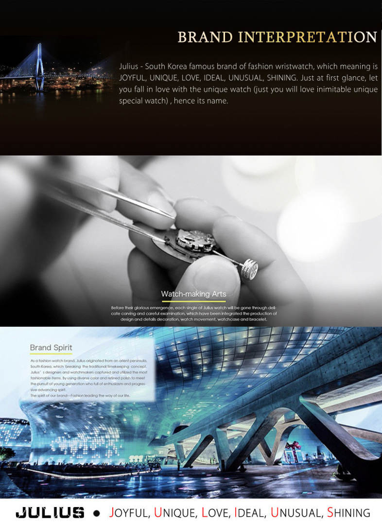 Julius JA - 577 Female Quartz Wrist Watch Ultrathin Stainless Steel Mesh Band