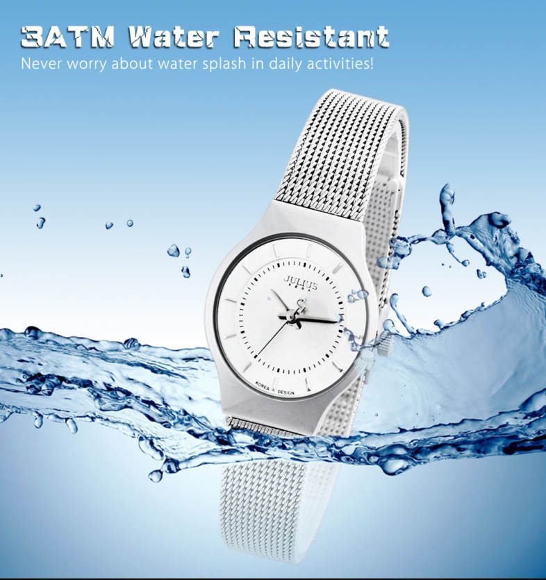 Julius JA - 577 Female Quartz Wrist Watch Ultrathin Stainless Steel Mesh Band