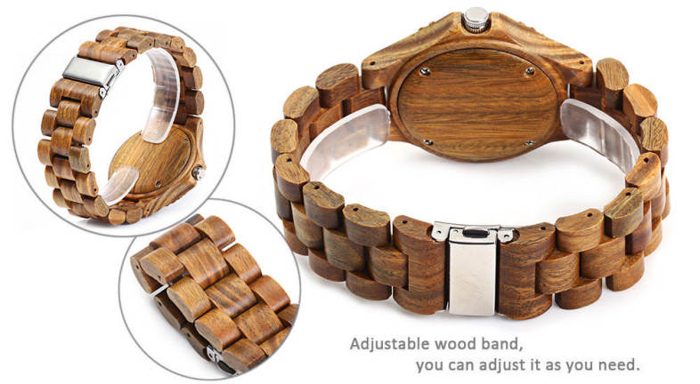 BEWELL ZS-W038A Sandalwood Wooden Unisex Quartz Watch Round Dial Wood Band