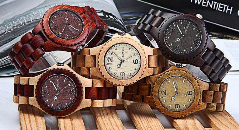 BEWELL ZS-W038A Sandalwood Wooden Unisex Quartz Watch Round Dial Wood Band