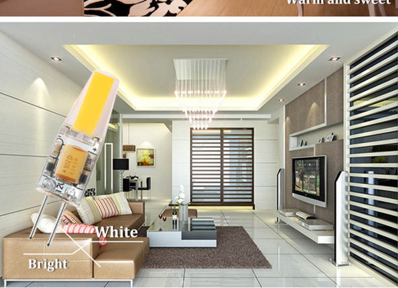 6pcs 3W Dimmable G4 LED Lamps DC AC 12V COB Bulb Chandelier White Light