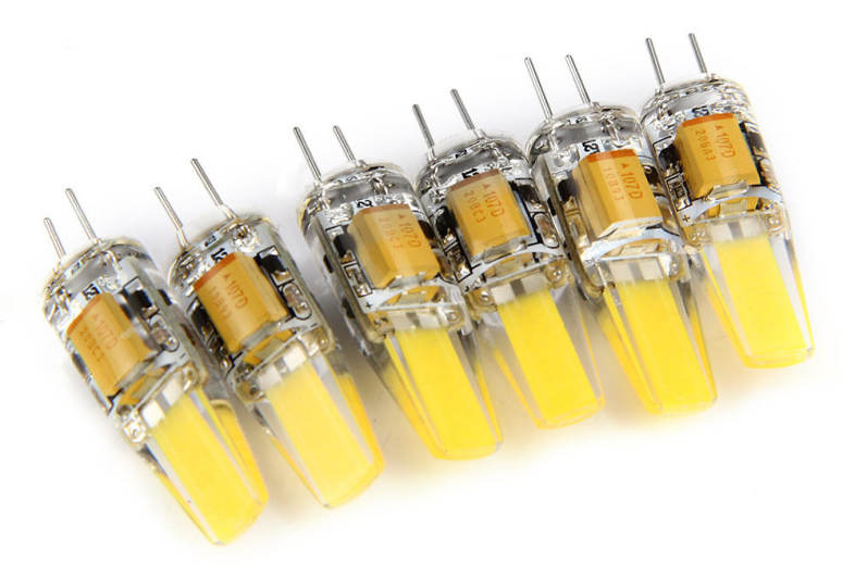 6pcs 3W Dimmable G4 LED Lamps DC AC 12V COB Bulb Chandelier White Light