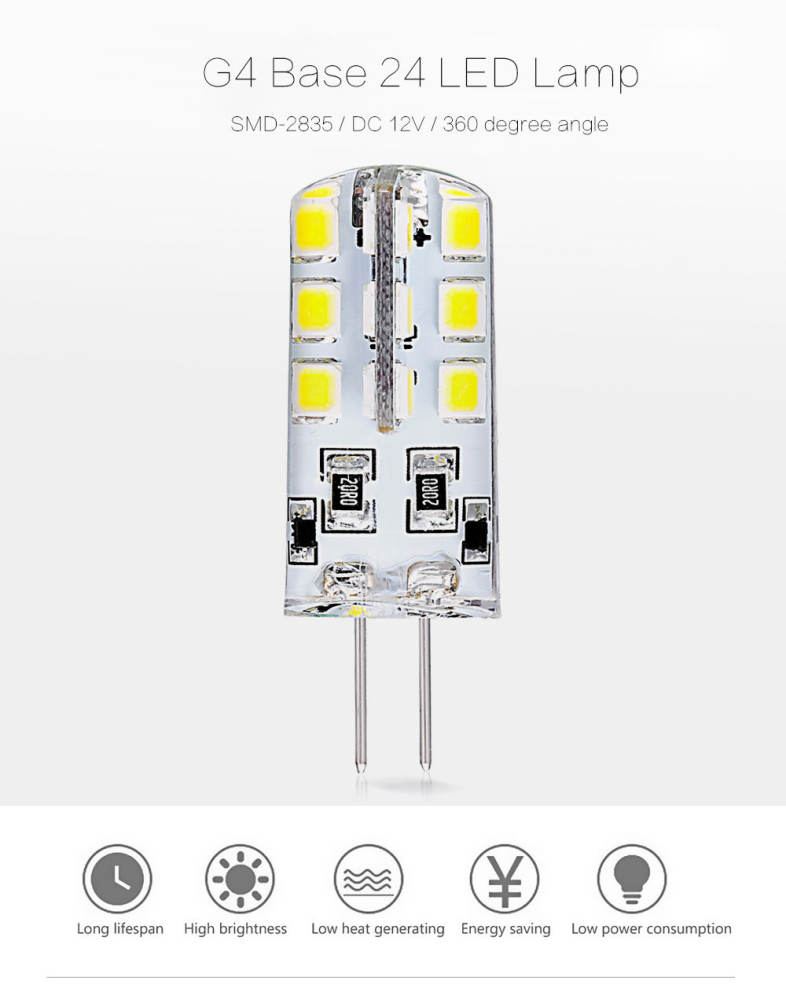 10pcs 1.8 - 2.2W G4 Base 24 LED Lamp DC 12V Warm White Light Undimmable 360 Degrees Beam Angle