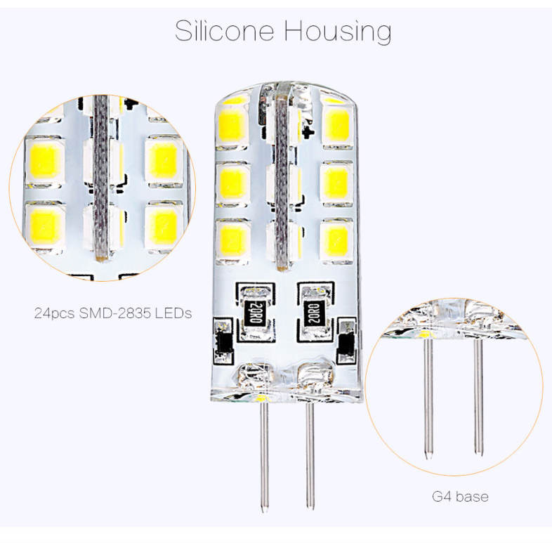10pcs 1.8 - 2.2W G4 Base 24 LED Lamp DC 12V Warm White Light Undimmable 360 Degrees Beam Angle