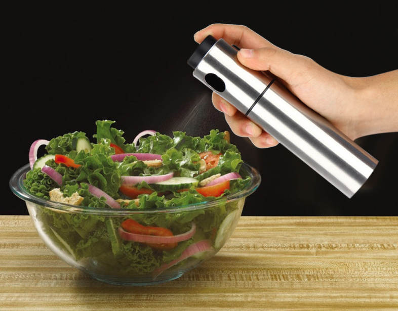 Silver Stainless Steel Olive Oil Spraying Bottle Vinegar Sprayer 135ml