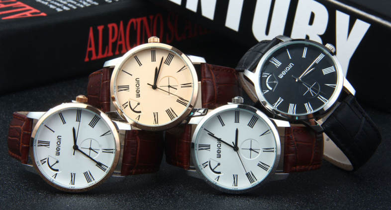WeiQin W23056 Quartz Men Watch Leather Strap 5ATM Water Resistant