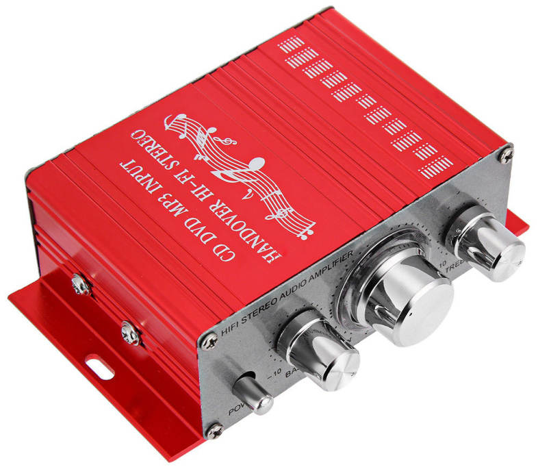 HY - 2001 Hi-Fi 12V Mini Auto Car Stereo Amplifier 2 Channel Audio Support CD DVD MP3 Input for Motorcycle Home